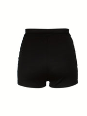 Solid Button Front Shorts Sexy Shorts For Spring & Summer