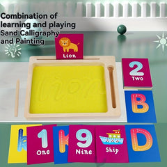 Colorful Alphabet & Number Sand Art Set Wooden Toy Ages 3