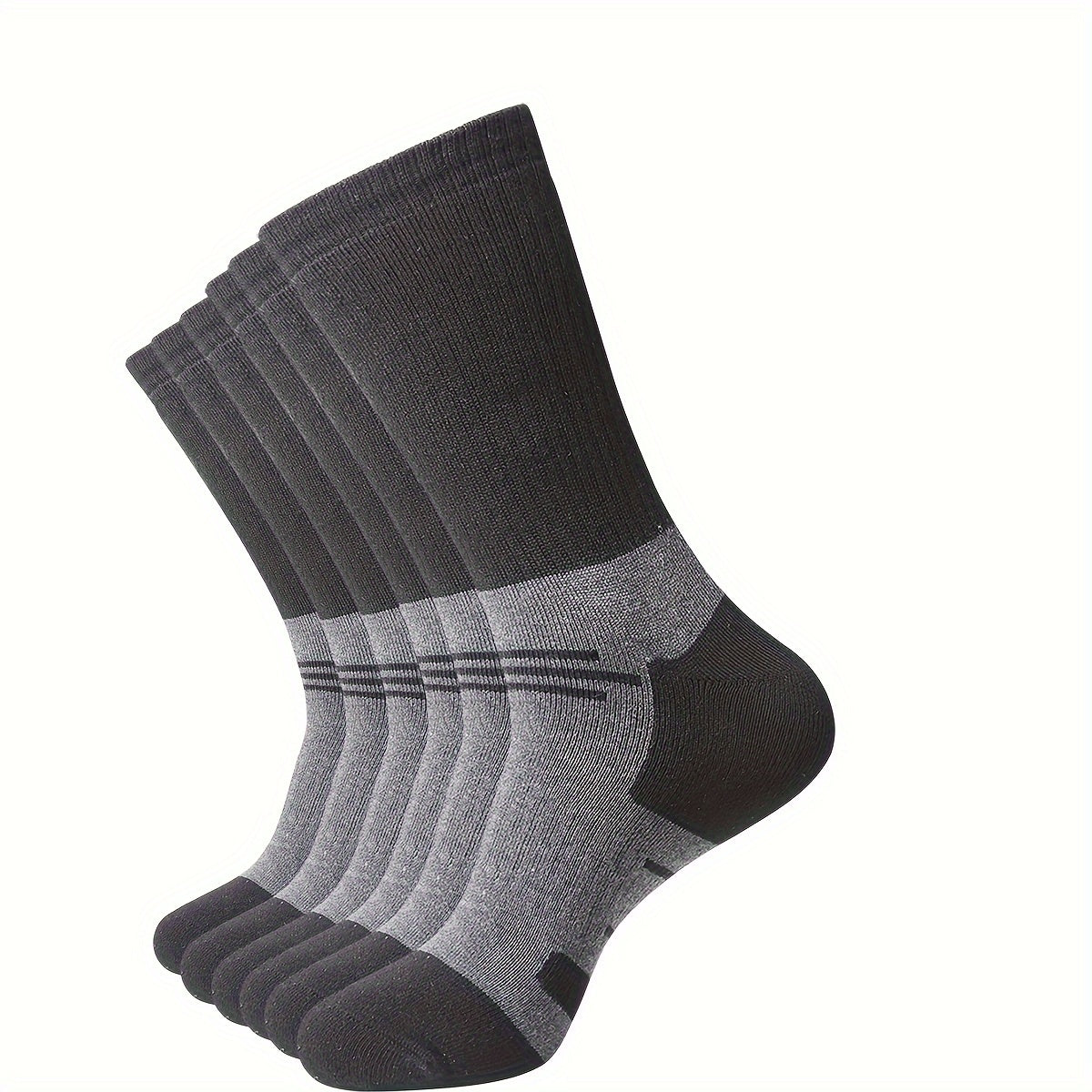 6 Pairs Men's Moisture Wicking Hiking Socks - Cushioned Crew Socks