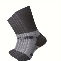 6 Pairs Men's Moisture Wicking Hiking Socks - Cushioned Crew Socks