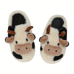 Plush Cow Slippers for Women
