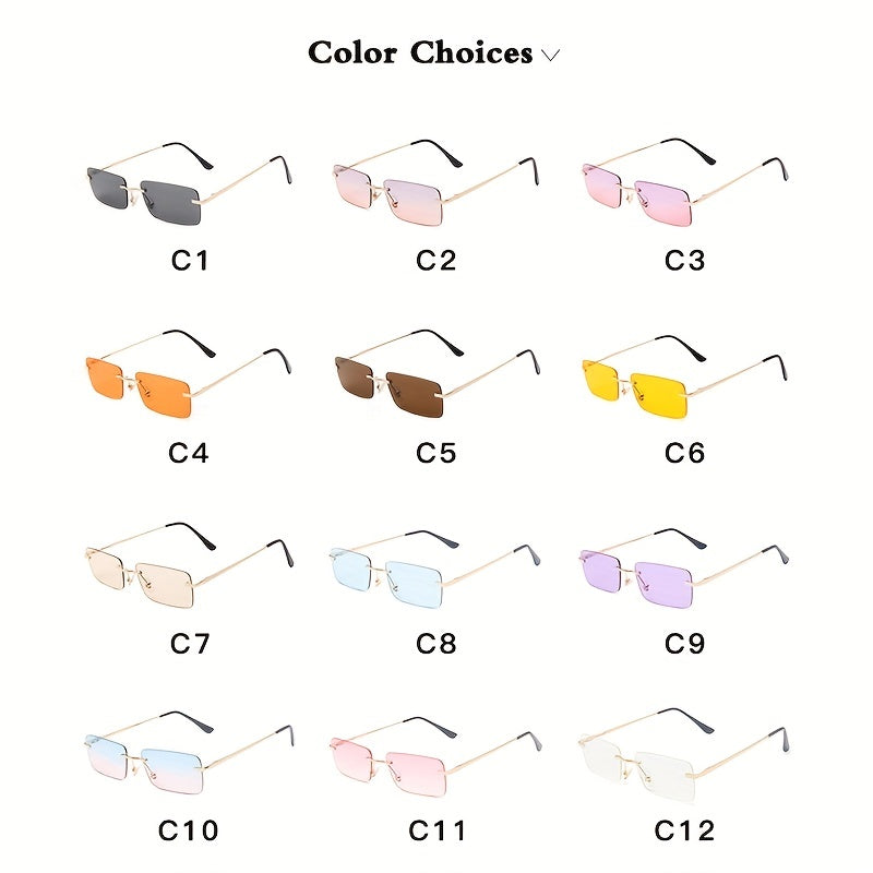 Rimless UV Protection Square Sunglasses for Women