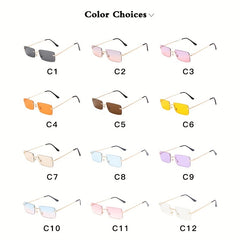 Rimless UV Protection Square Sunglasses for Women