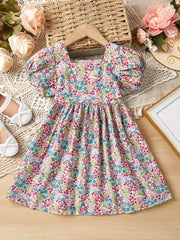 Toddler Girls Floral Princess Dress For Party Kids Summer Clothes
