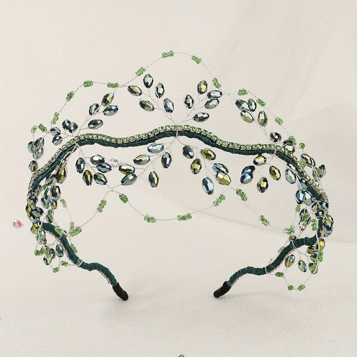 Crystal Crown Hair Hoop Mesh Beaded Hairbands Wedding Bridal Tiaras