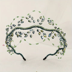 Crystal Crown Hair Hoop Mesh Beaded Hairbands Wedding Bridal Tiaras