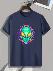 Alien Print Men's Graphic T-shirt for Summer