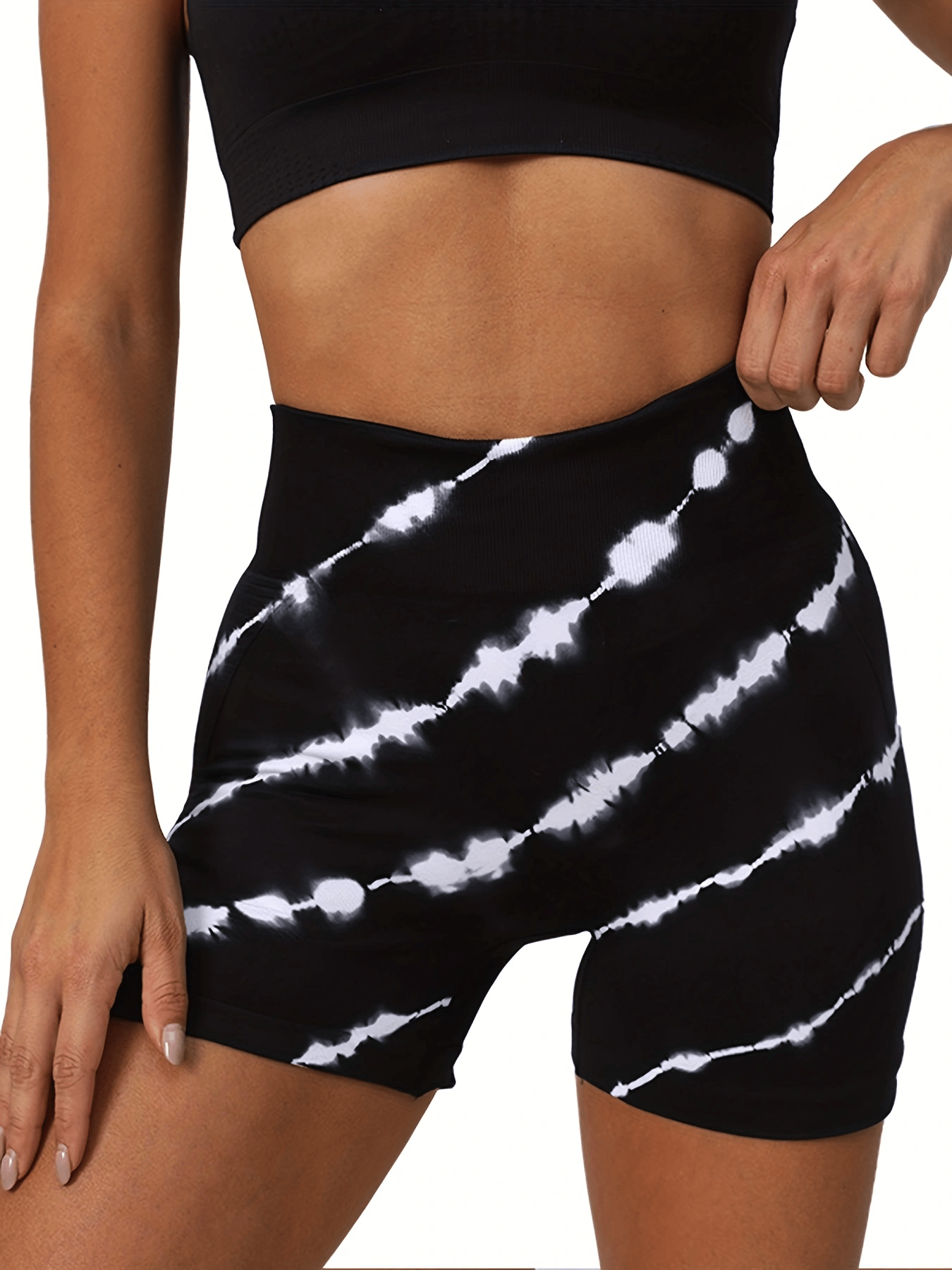 Seamless Tie Dye Yoga Shorts High Waisted Elastic Butt Lifting Sports