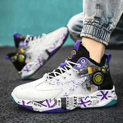 Men's Fuzz Lined Basketball Shoes Non Slip Lace Up Sneakers