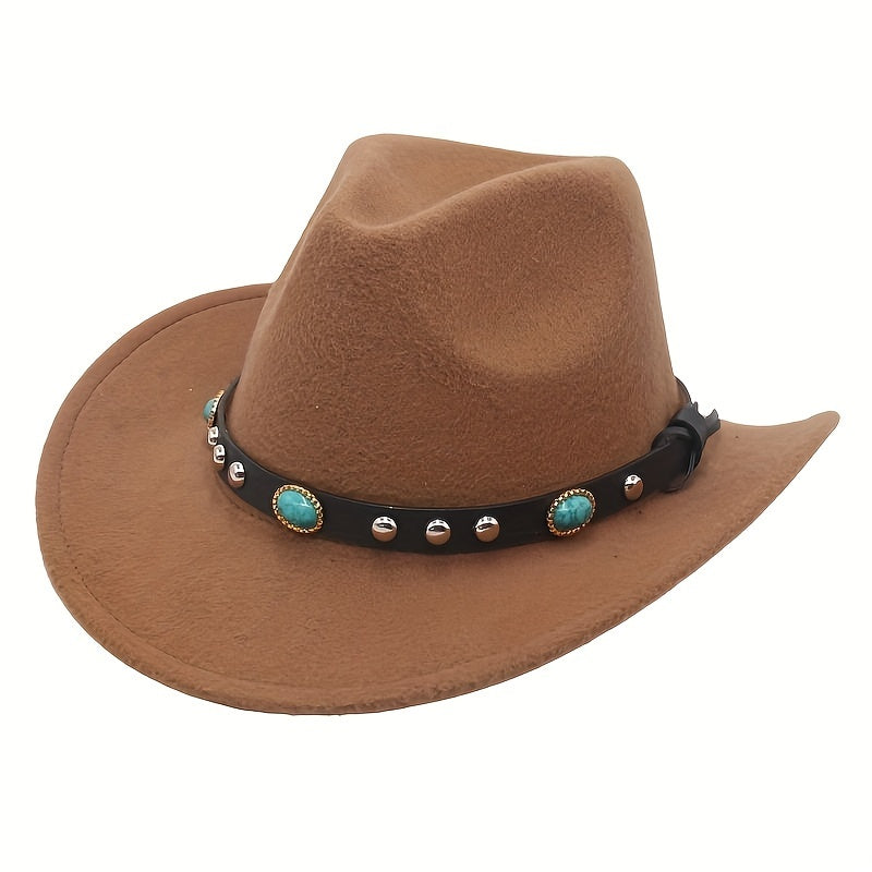 Western Cowboy Hat Jazz Hat Ethnic Style Felt Hat Cowgirl Fedora