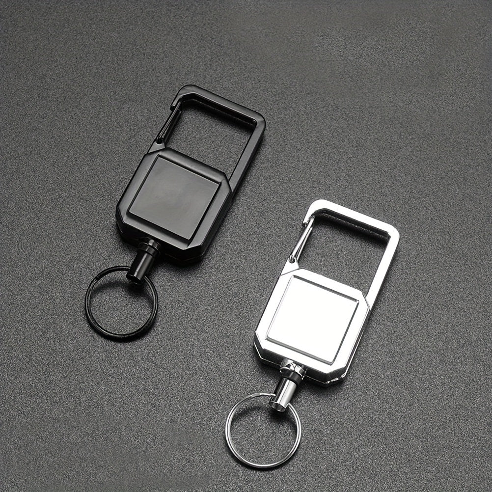 Metal Square Keychain Retractable Hanging Buckle Key Chain