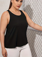 Sports Top Women's Plus Solid Criss Cross Stretch Tank Top