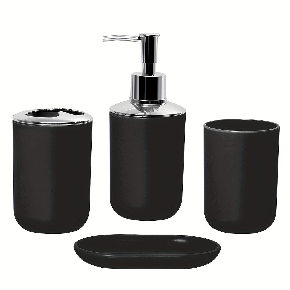 4pcs Soap Dispenser & Holder & 2 Cups Bathroom Accessories Set