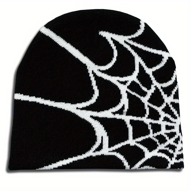 Y2K Gothic Spider Pattern Knitted Hat Beanie Winter Warm Beanies