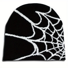 Y2K Gothic Spider Pattern Knitted Hat Beanie Winter Warm Beanies