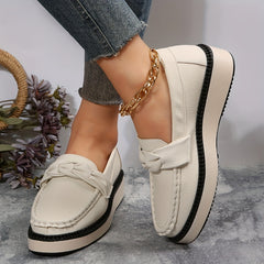 Women's Platform Loafers Round Toe Non Slip Shoes