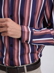 Men's Vertical Striped Casual Shirt Regular Fit Long Sleeves