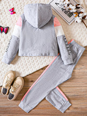 2pc Girl's Butterfly Print Hoodie & Pants Set