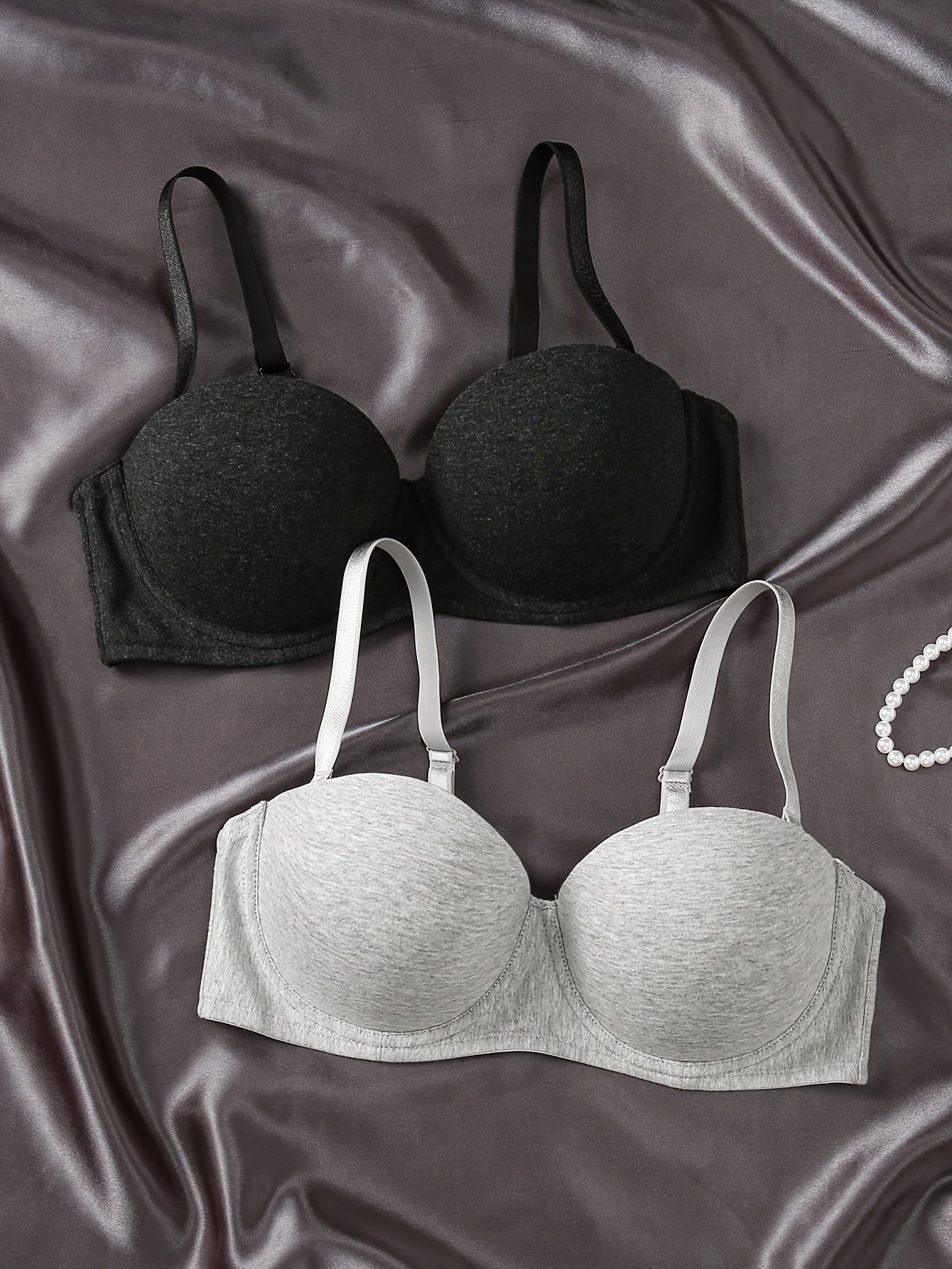 2pcs Solid Push Up Bras Women's Lingerie & Underwear