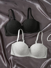 2pcs Solid Push Up Bras Women's Lingerie & Underwear