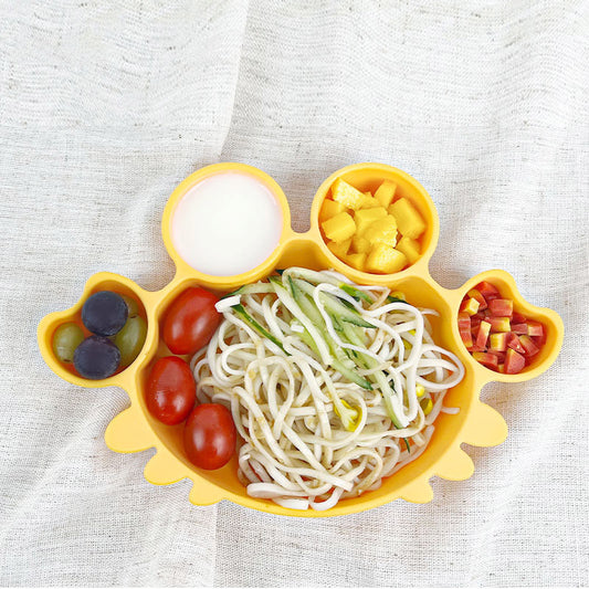 Colorful Small Crab Silicone Dinner Plate for Kids Red & Yellow