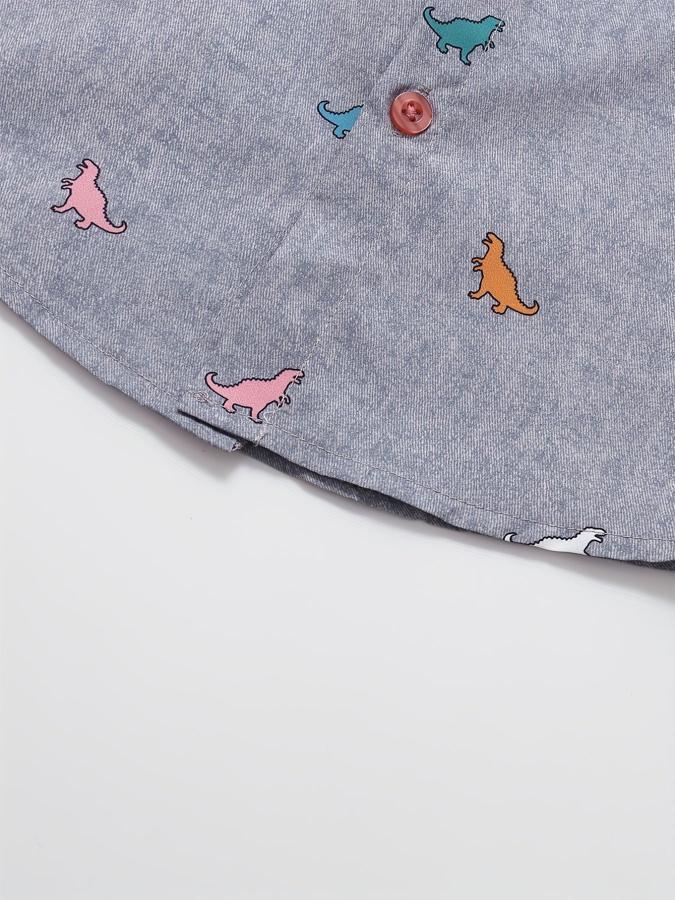 Dinosaur Graphic Print Boys Top Lapel Shirt