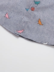 Dinosaur Graphic Print Boys Top Lapel Shirt