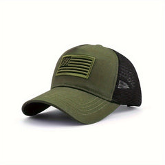 Men's American Flag Camo Mesh Cap for Outdoor Wear
