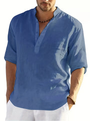 Men's Casual Stand Collar Long Sleeve Shirt