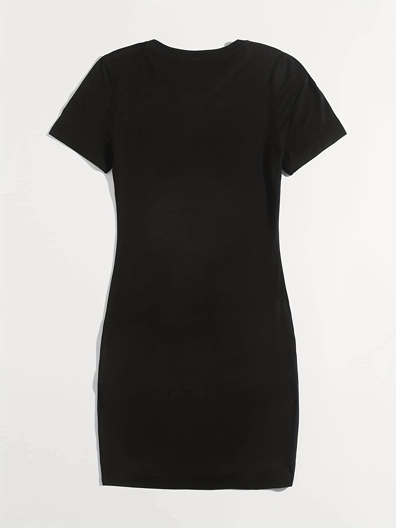 E Print Tee Dress Short Sleeve Crew Neck Casual Dress