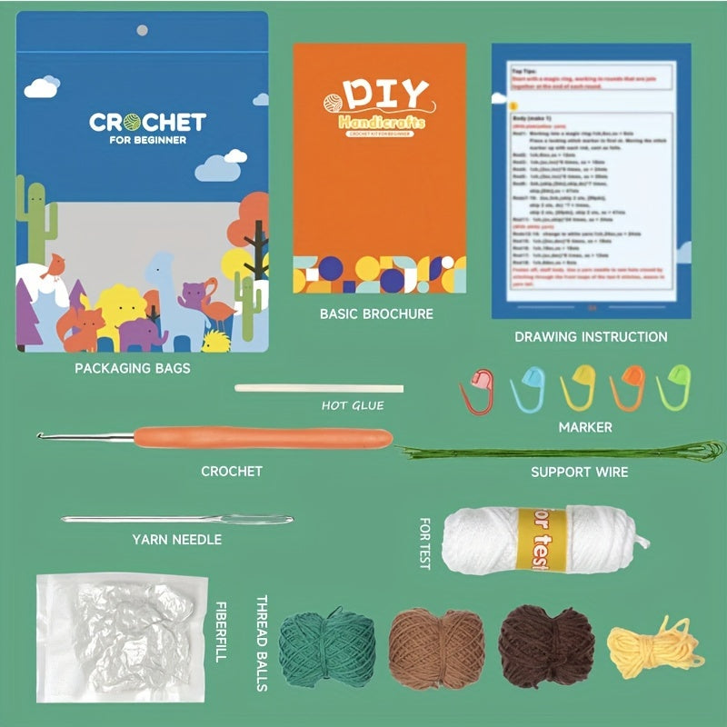 4pcs Love Potted Cactus DIY Crochet Kit Complete Accessories