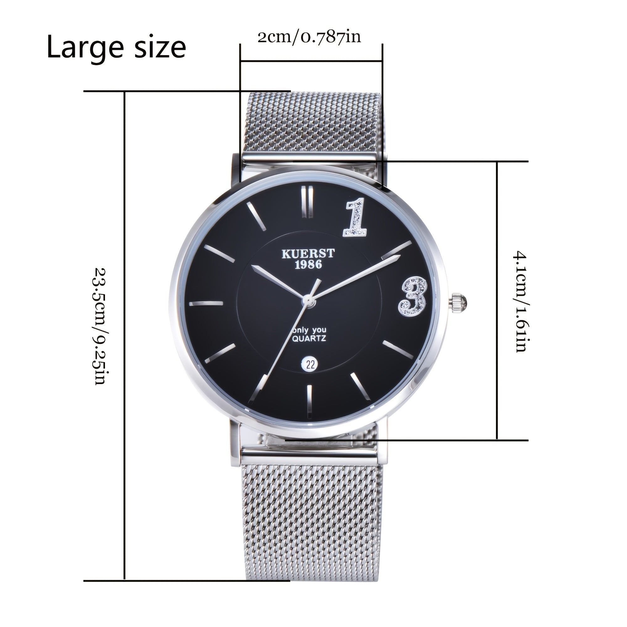 KUERST Teen s Watch Couple Mesh Strap Quartz Watch With Calendar