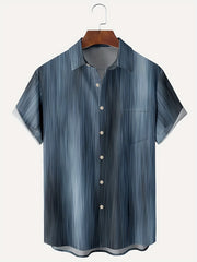 Vintage Gradient Stripe Print Shirt for Men