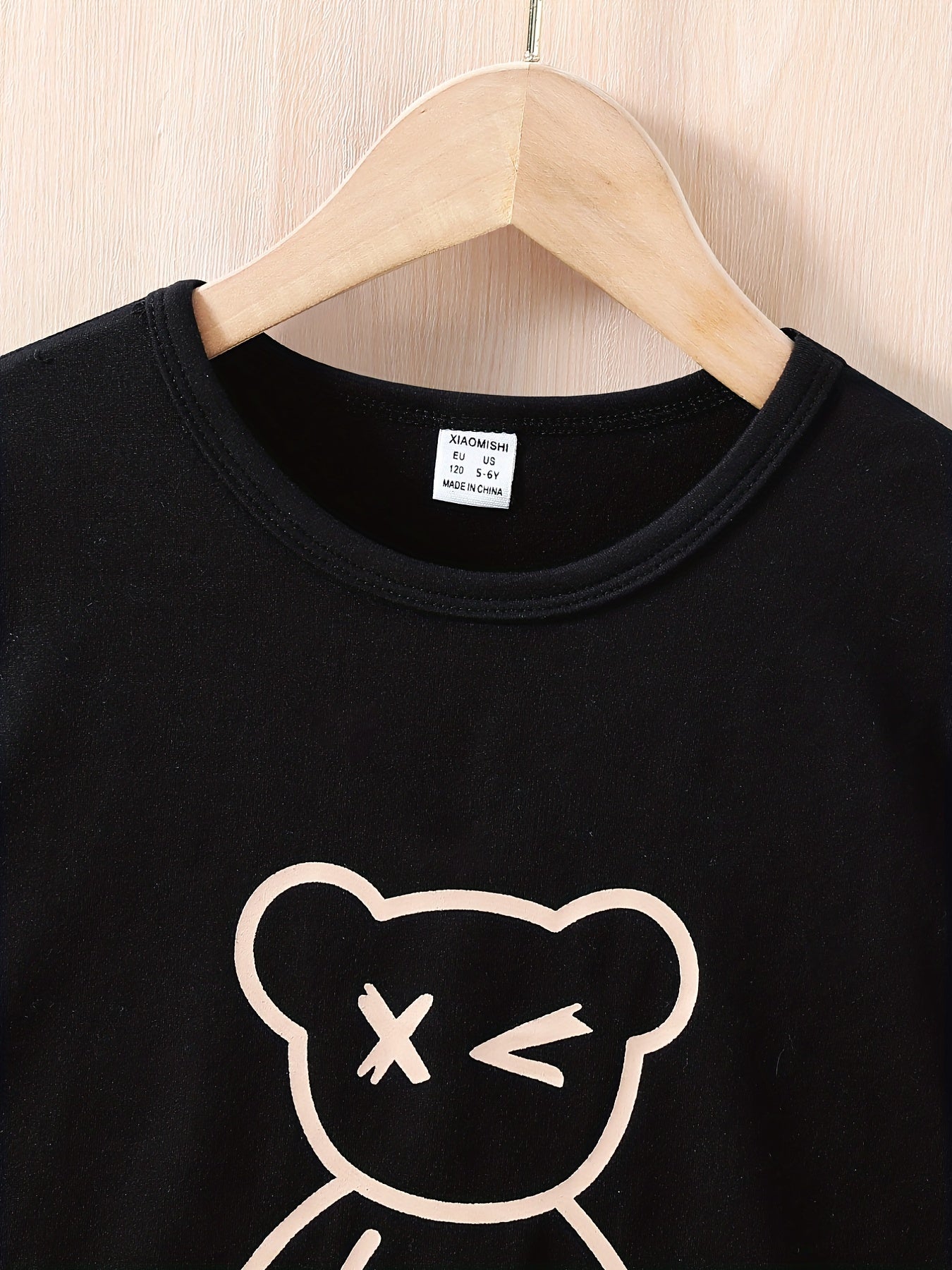 Boys Bear Graphic Casual Outfit T-shirt & Shorts Kids Summer Clothes Sets
