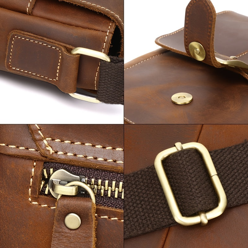 Retro Style Leather Men's Crossbody Bag