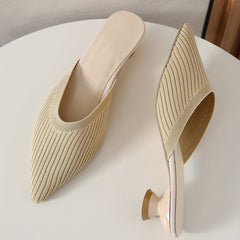 Women's Breathable Low Heel Slip On Shoes Pointed Toe Comfortable Summer Shoes