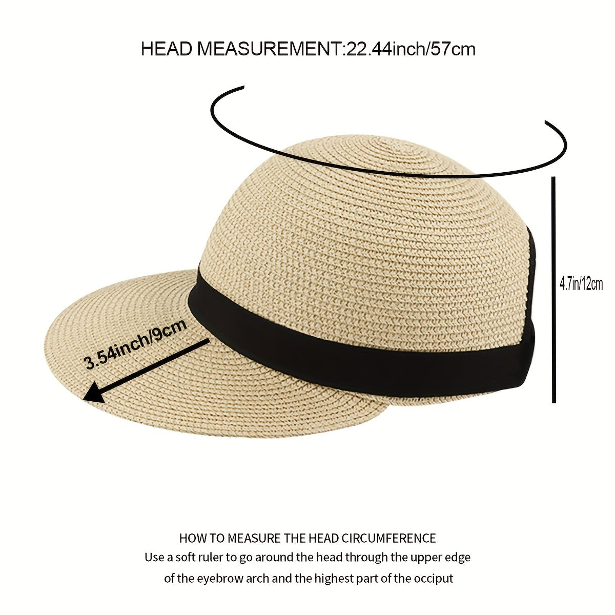 Men's Straw Woven Peaked Cap Equestrian Hat
