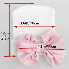 Baby Girls Bow Knit Striped Cap Elastic Thermal Beanie