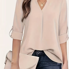V-Neck Long Sleeve Blouse