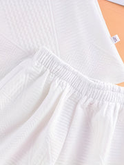 2pcs Boys Teen Casual Round Neck T Shirt & Shorts Set For Summer