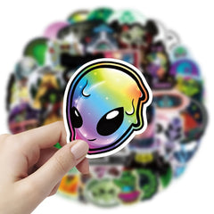 50pcs Alien Waterproof Sticker Pack for Laptop Phone Luggage Guitar