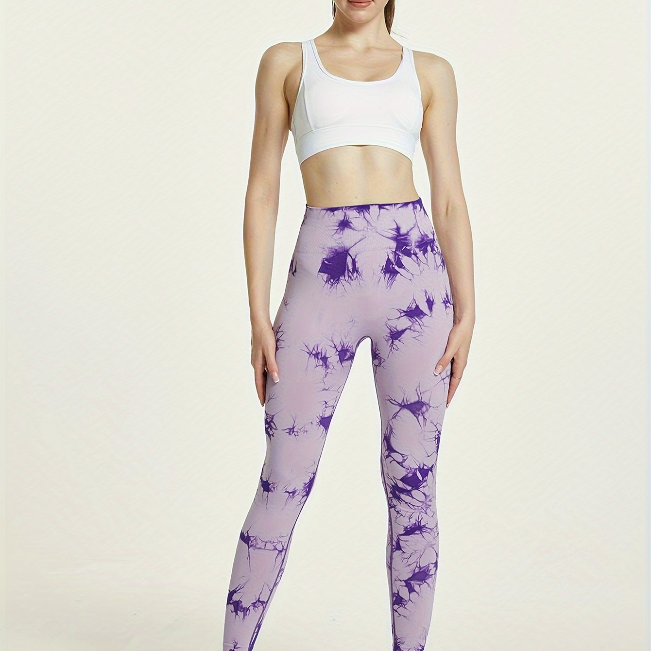 Purple Tie Dye Yoga Pants High Waisted Activewear