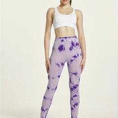 Purple Tie Dye Yoga Pants High Waisted Activewear