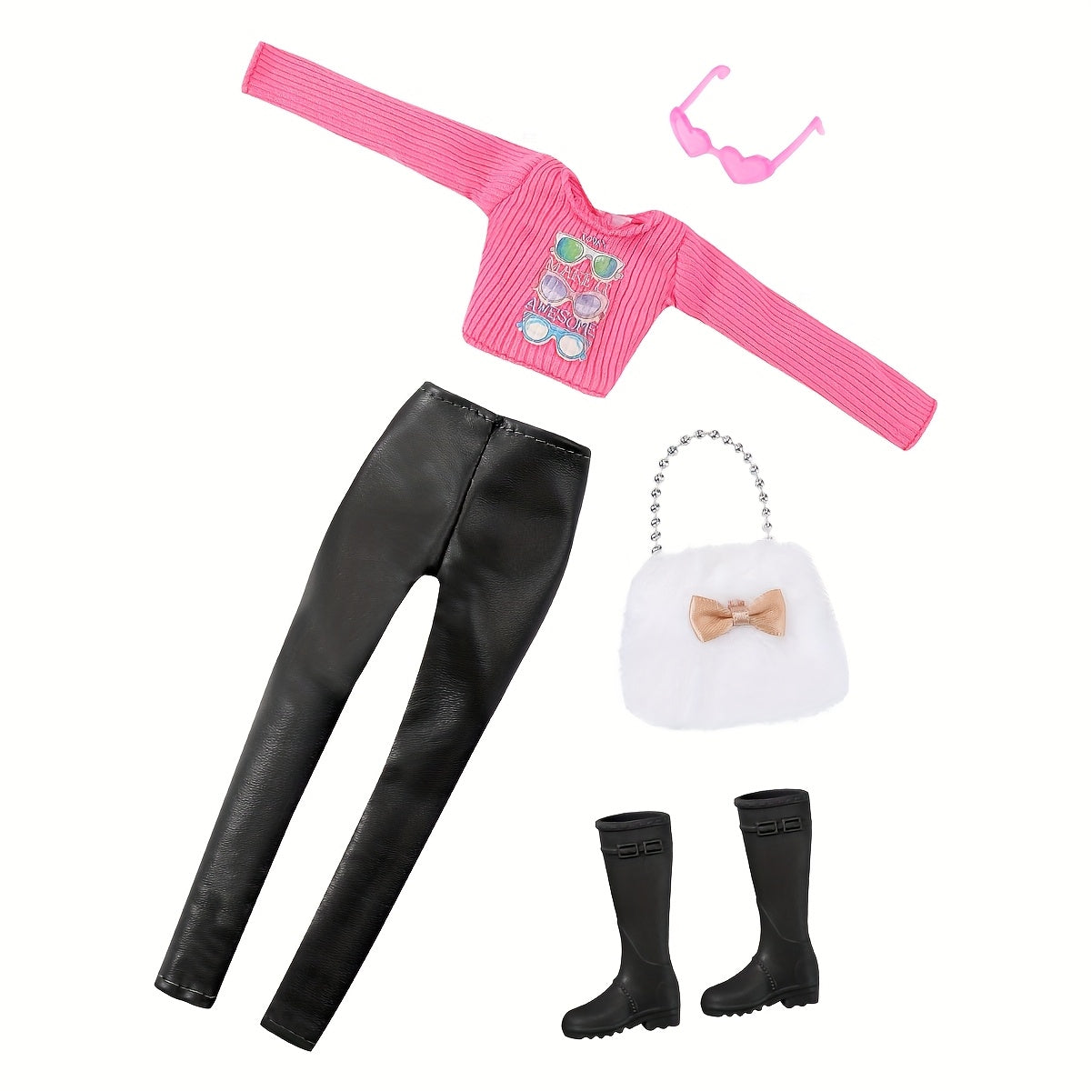 Polyester Leather Pants & Skirt Set for Girls