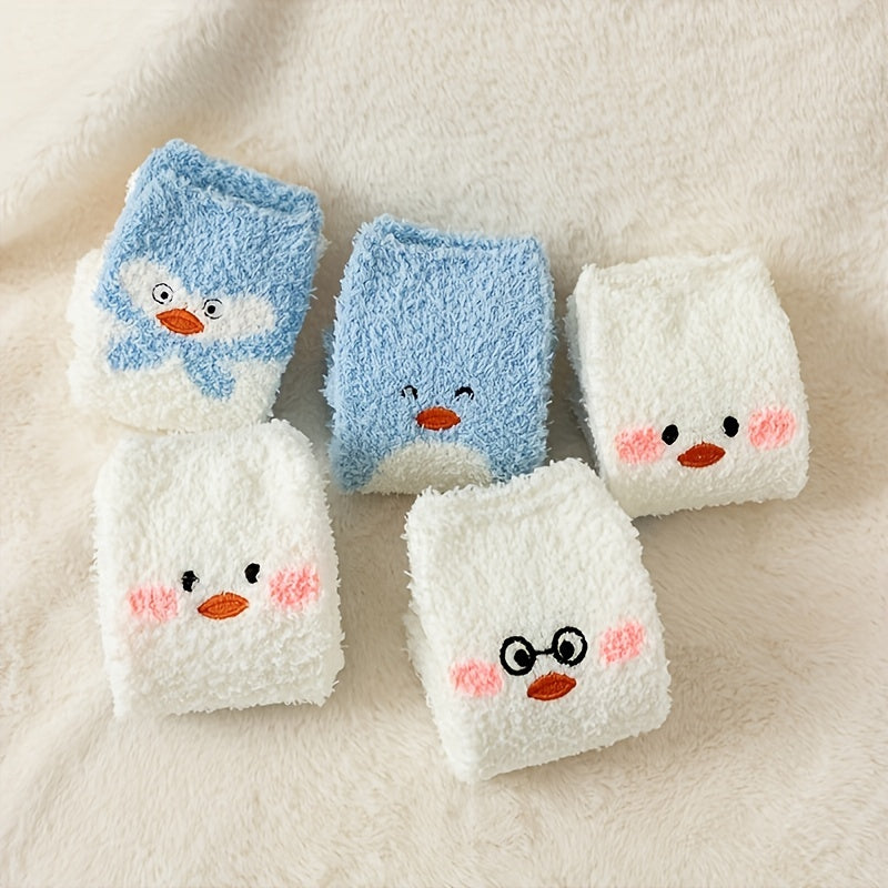 Cute Duck Print Socks Warm and Cozy Women's Stockings