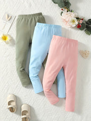 3pcs Toddler Girls Elastic Waist Leggings Set Spring Summer Clothes