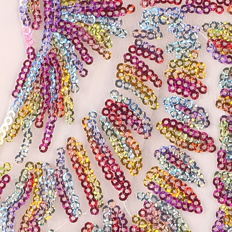 Beaded Embroidery Sequins Feather Wings Patch For Girls Clothing DIY