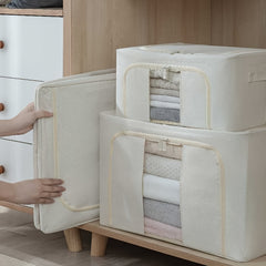 Portable Clothes Storage Drawer Box With Window & Support Rack
