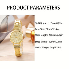 6pcs Roman Golden Steel Band Quartz Watch Set
