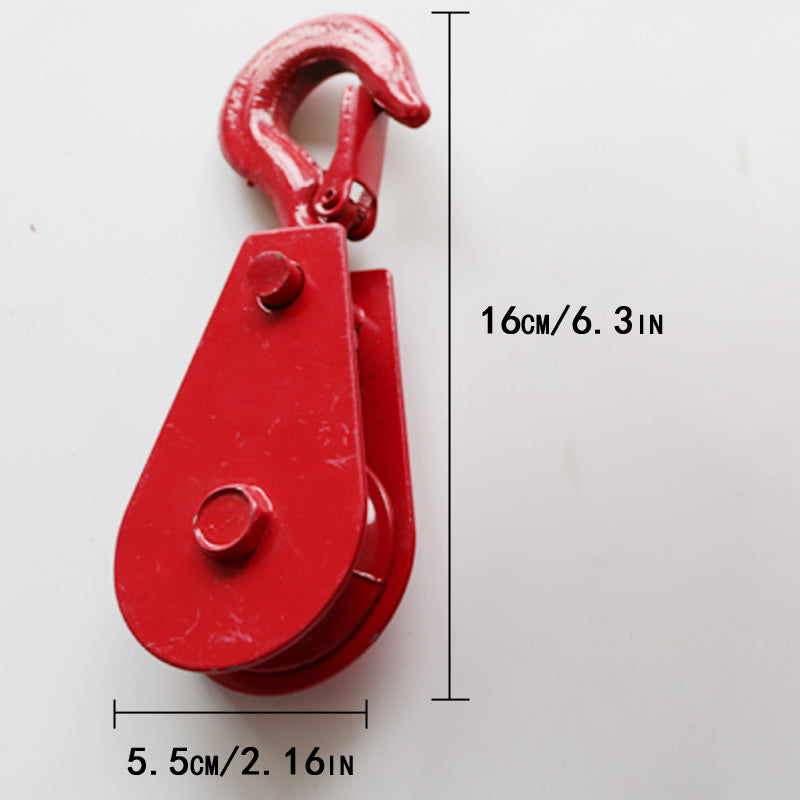 Single Wheel Pulley Block Red Hook Type Metal Lifting Crane Pulley